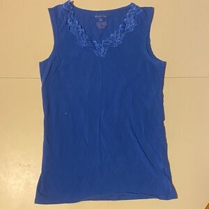 White Stag Royal Blue Lace Trim Tank Top